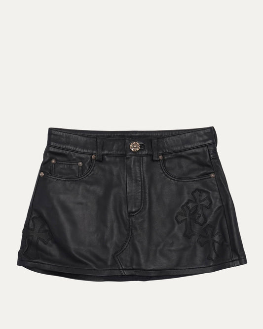 Cross Patch Leather Skirt