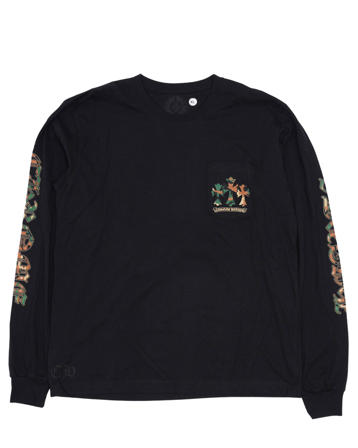 Camouflage Cemetery Cross Logo Long Sleeve T-Shirt