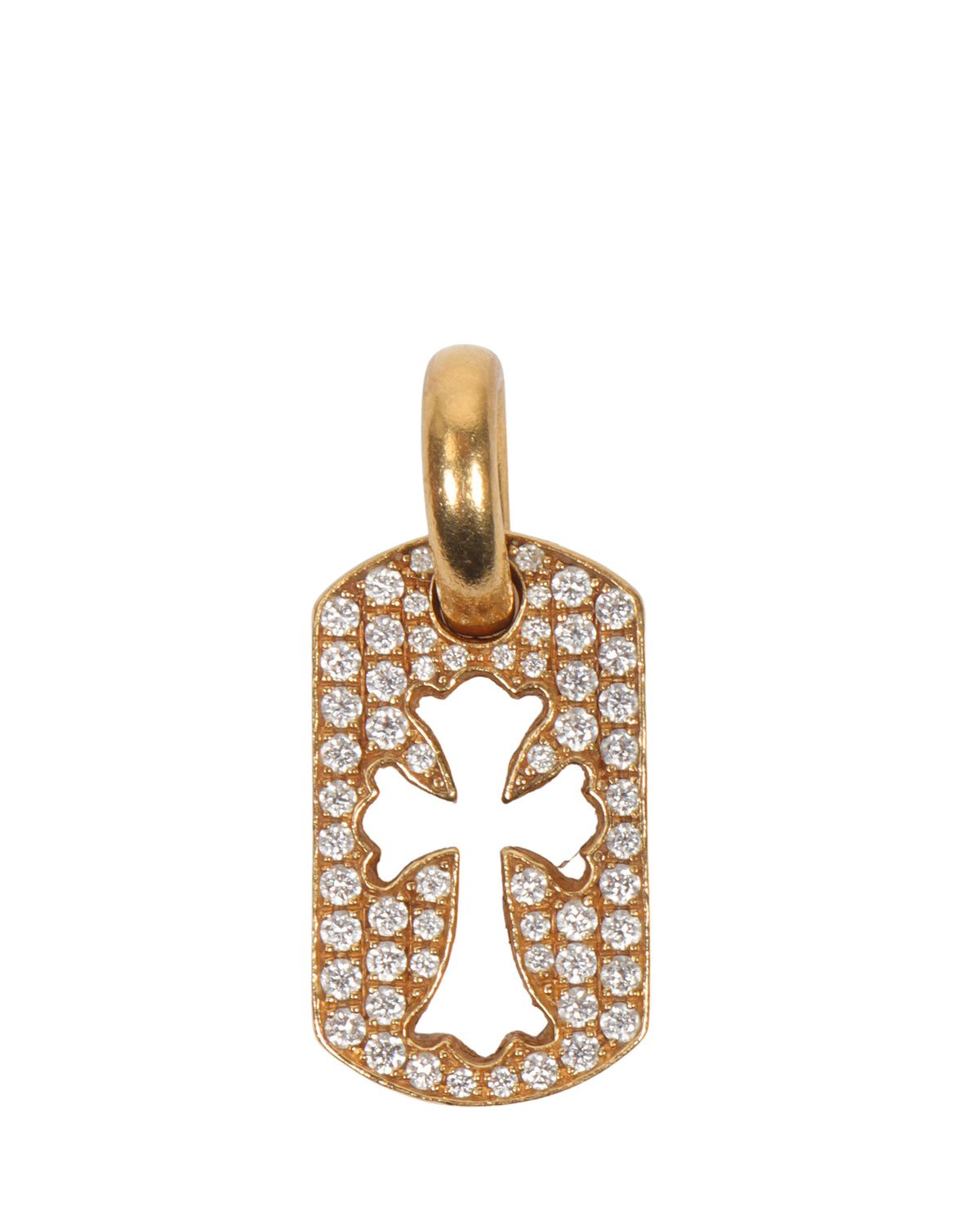 22k Gold Mini Diamond Cross Dog Tag Pendant