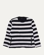 Striped Zipper Detail Long Sleeve Pocket T-Shirt