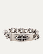 Diamond Floral Cross Fancy Link ID Bracelet