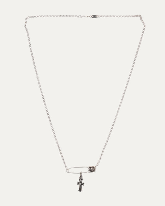 Safety Pin Necklace with Baby Fat Pendant