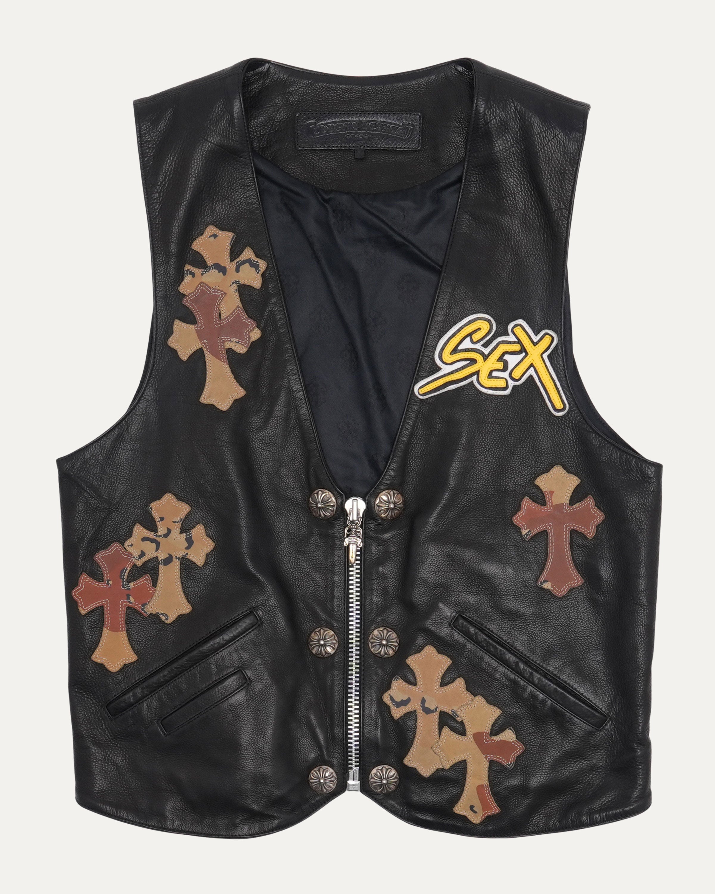 Chrome Hearts Matty Boy Sex Records Cross Patch Leather Vest