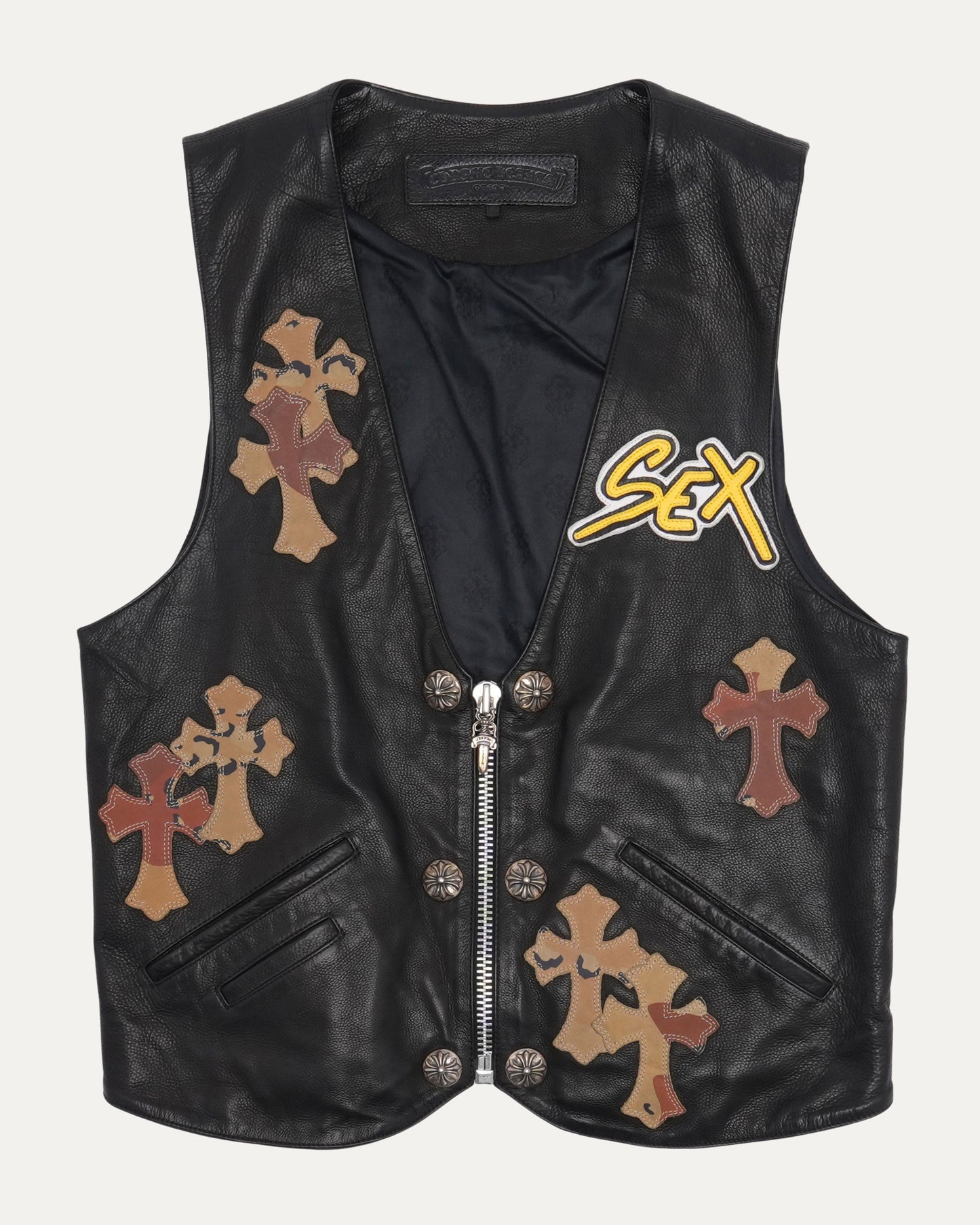 Matty Boy Sex Records Cross Patch Leather Vest
