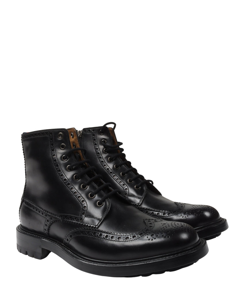 Brogue Detail Leather Boots
