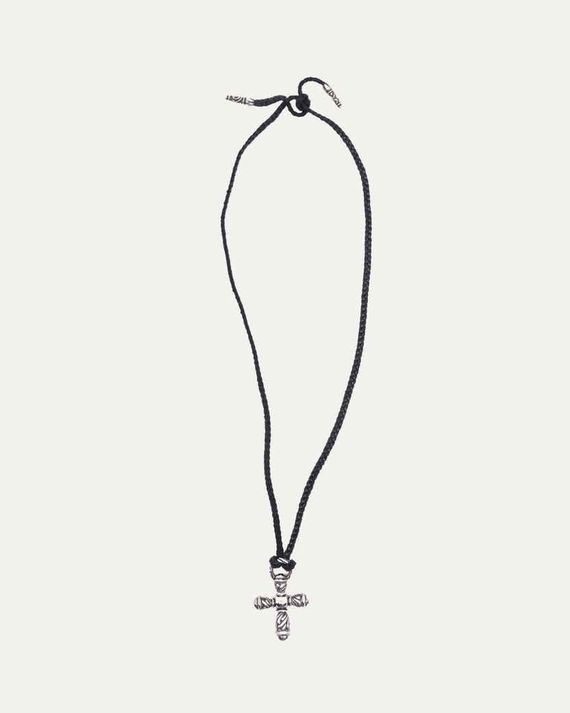 Campana Cross Pendant with Braided Leather Necklace