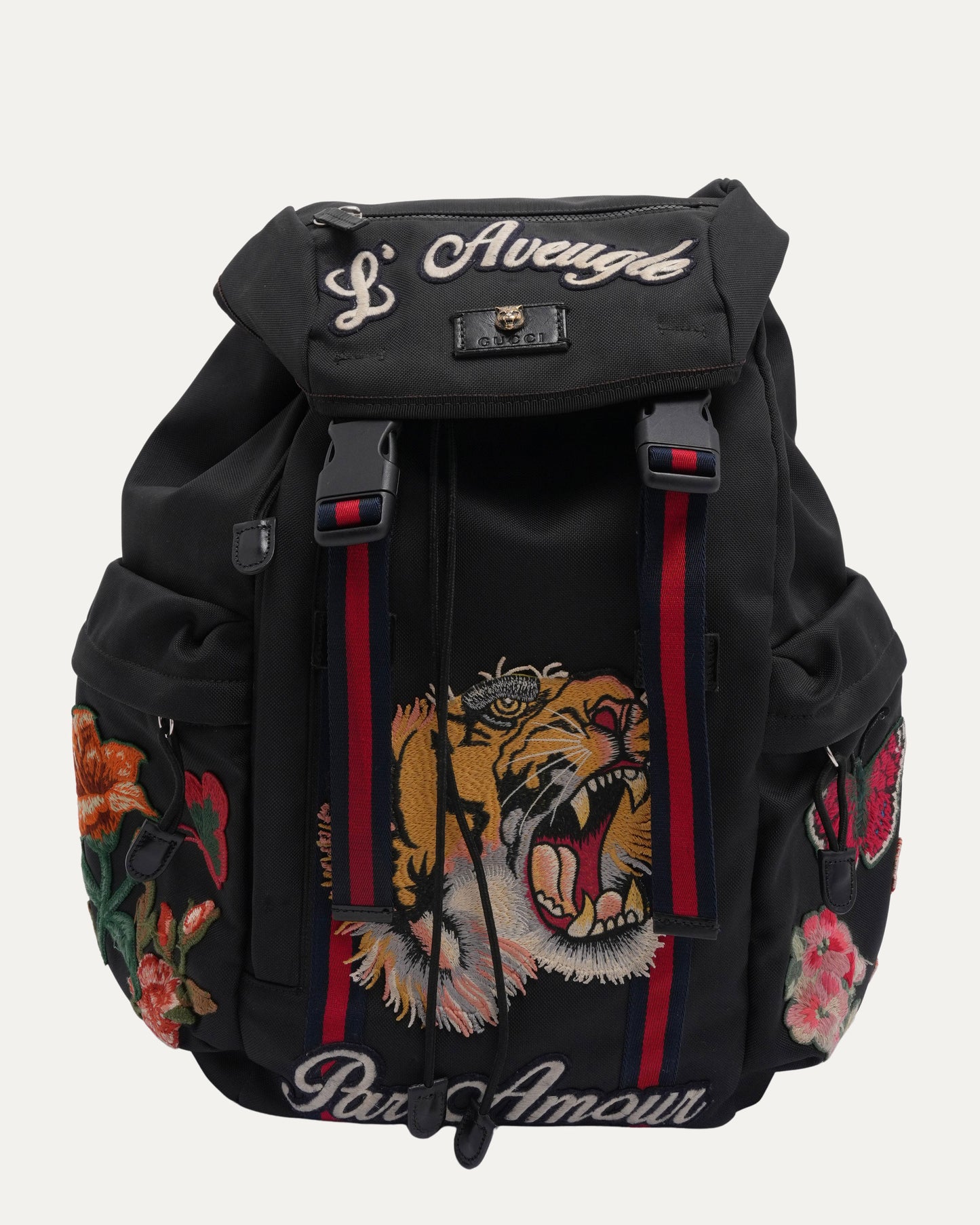 L'Aveugle Par Amour Techno Canvas Embroidered Backpack