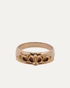 Gold Half Floral Cross Ring