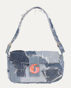 Merci Distressed Upcycled Denim Shoulder Bag