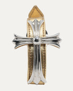 Silver Cross and Leather Gunslinger Bracelet