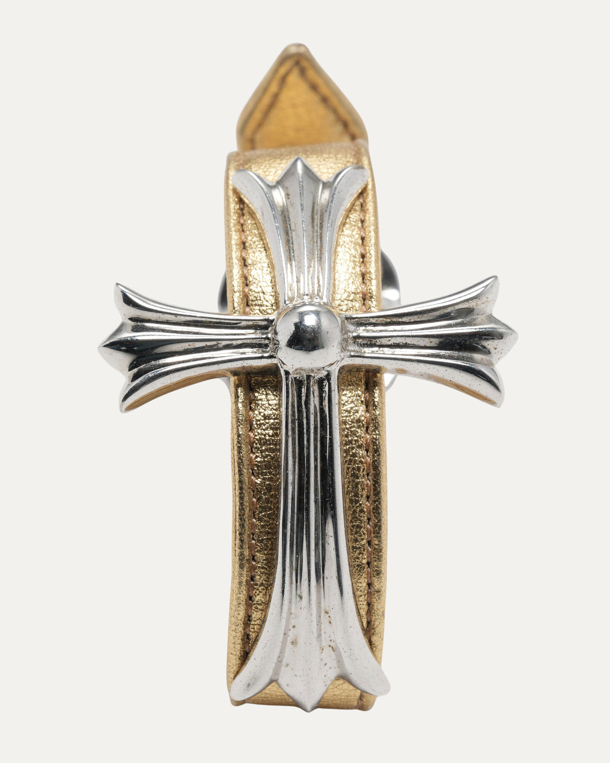 Silver Cross and Leather Gunslinger Bracelet
