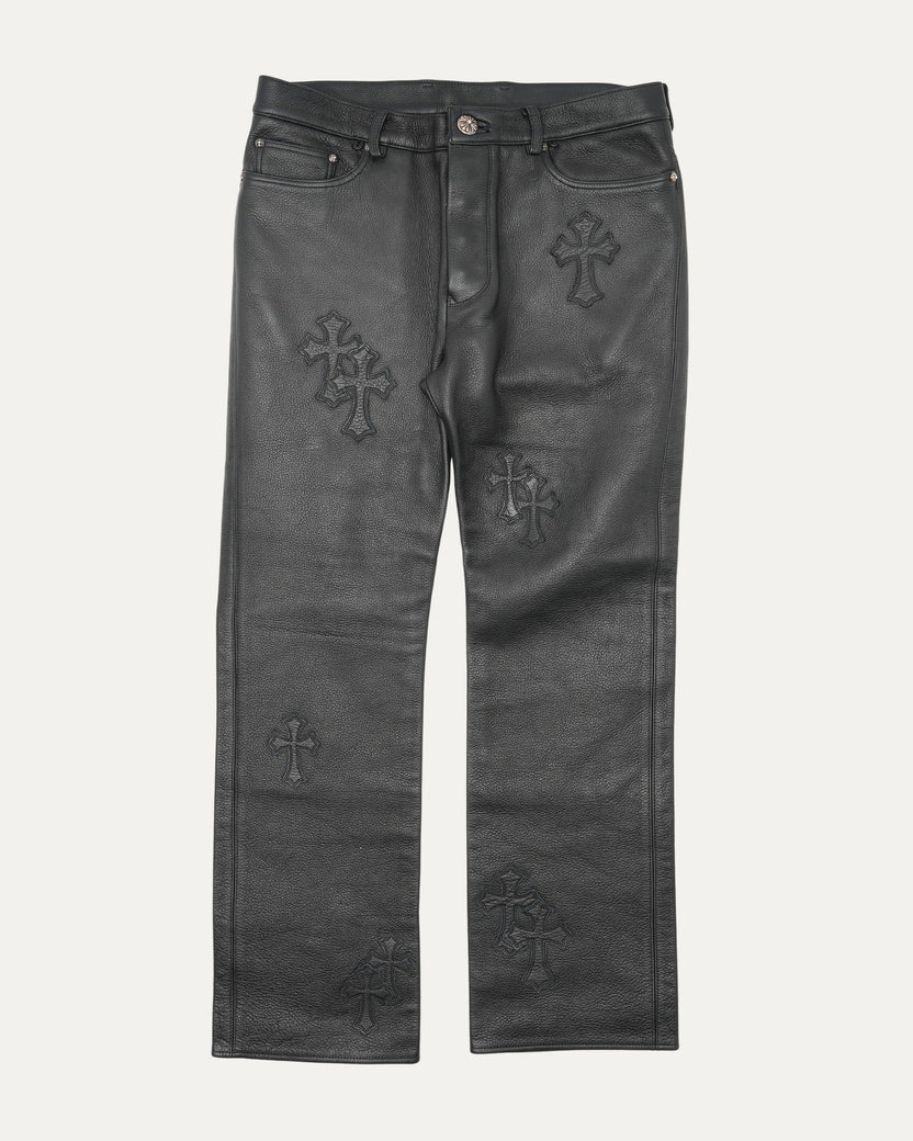 Cross Patch Leather Pants