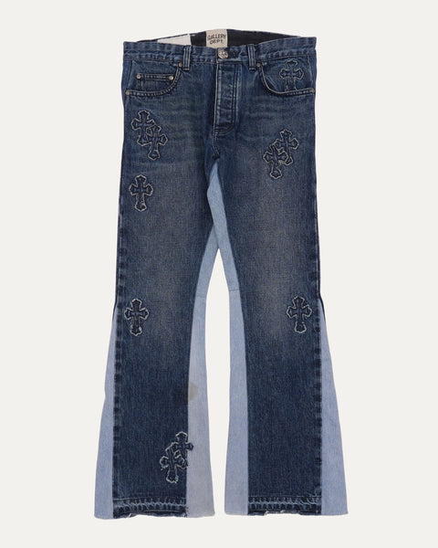 Chrome Hearts Gallery Dept. Denim Cross Patch Flared Jeans