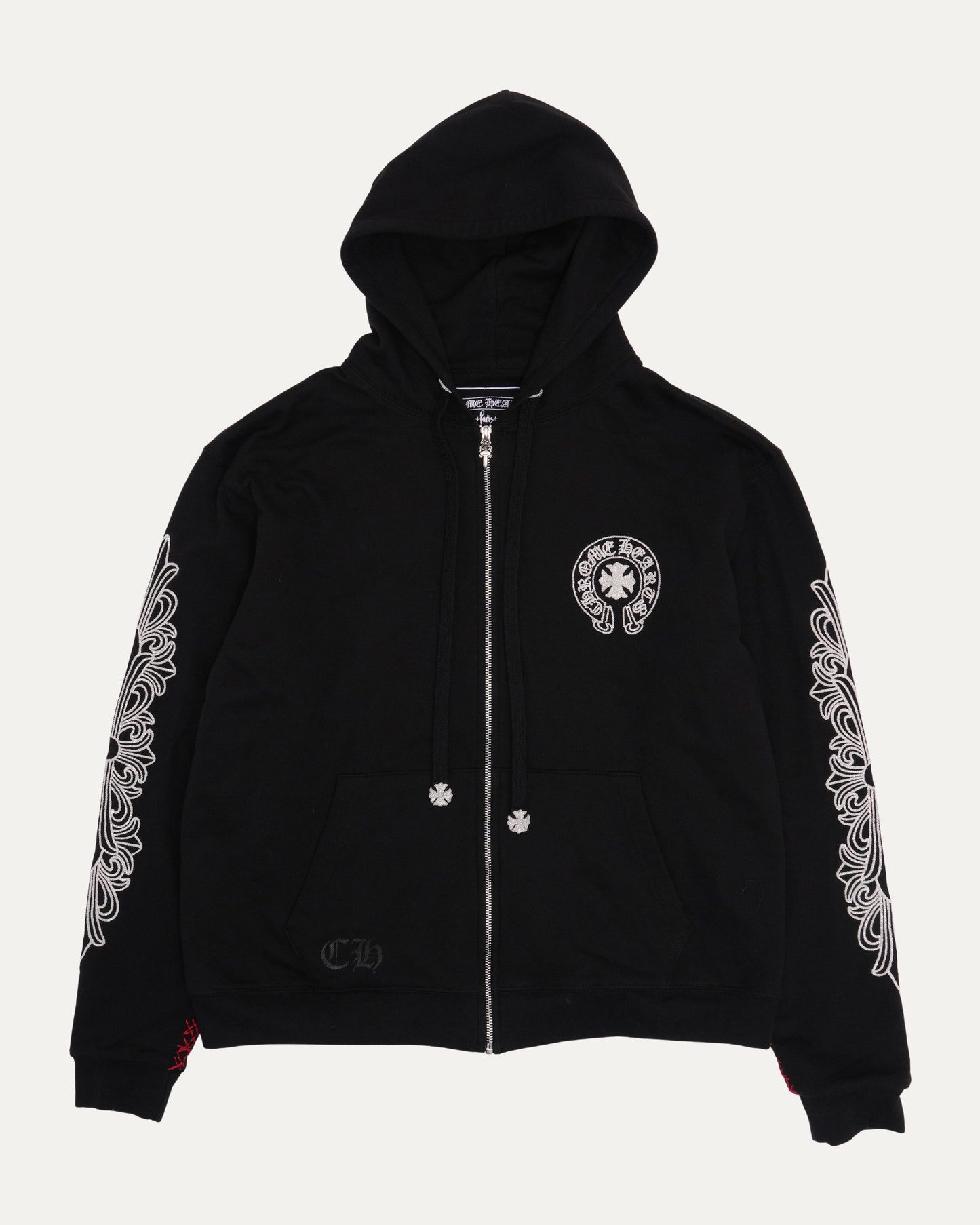 Paris Exclusive Beaded Horseshoe Logo Thermal Zip Up Hoodie