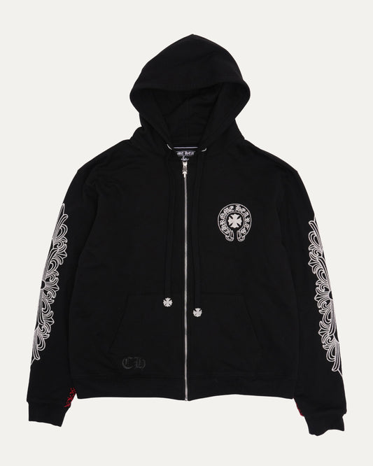 Paris Exclusive Beaded Horseshoe Logo Thermal Zip Up Hoodie