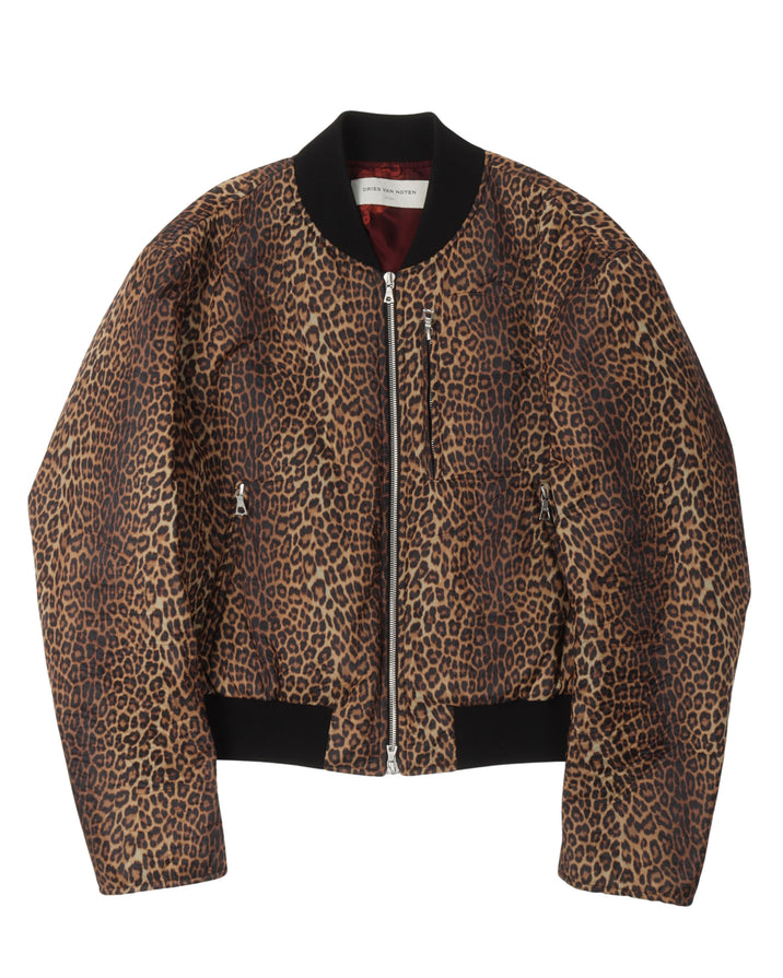 Leopard-print Satin Jacket