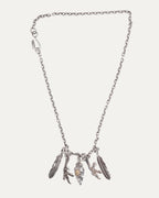 Double Feather Double Claw Arrowhead Pendant Necklace