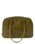 Embossed Crocodile Calfskin Bauletto Bag