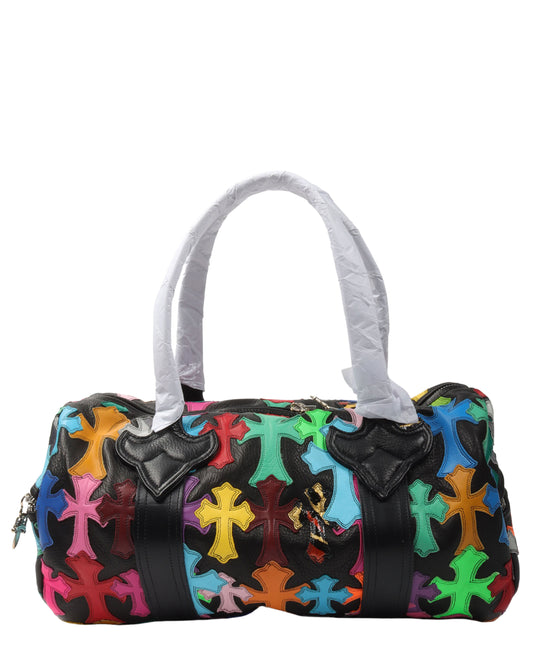 Multicolor Cross Patch Cemetery Mini Duffle Bag