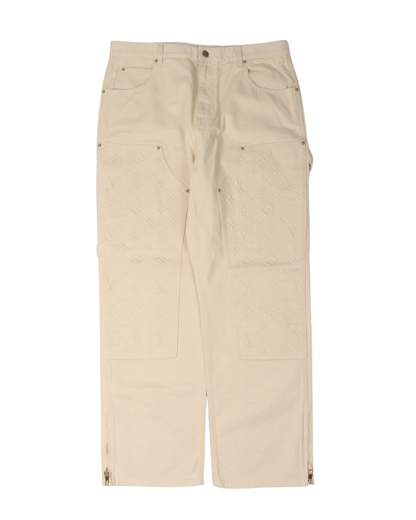 Monogram Embossed Double Knee Carpenter Pants