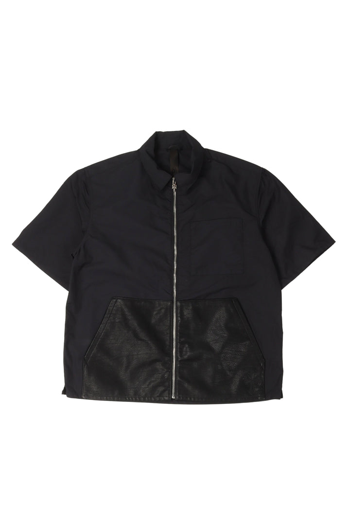 Nylon and Leather Zipper Shirt