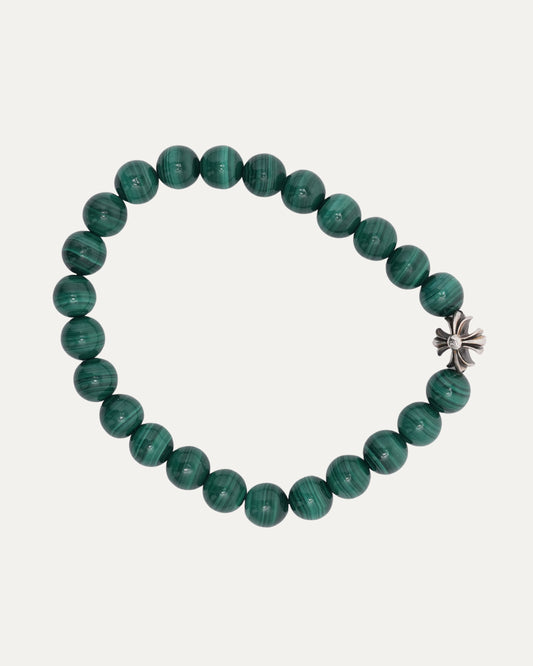 8mm Green Malachite Plus Cross Bead Bracelet