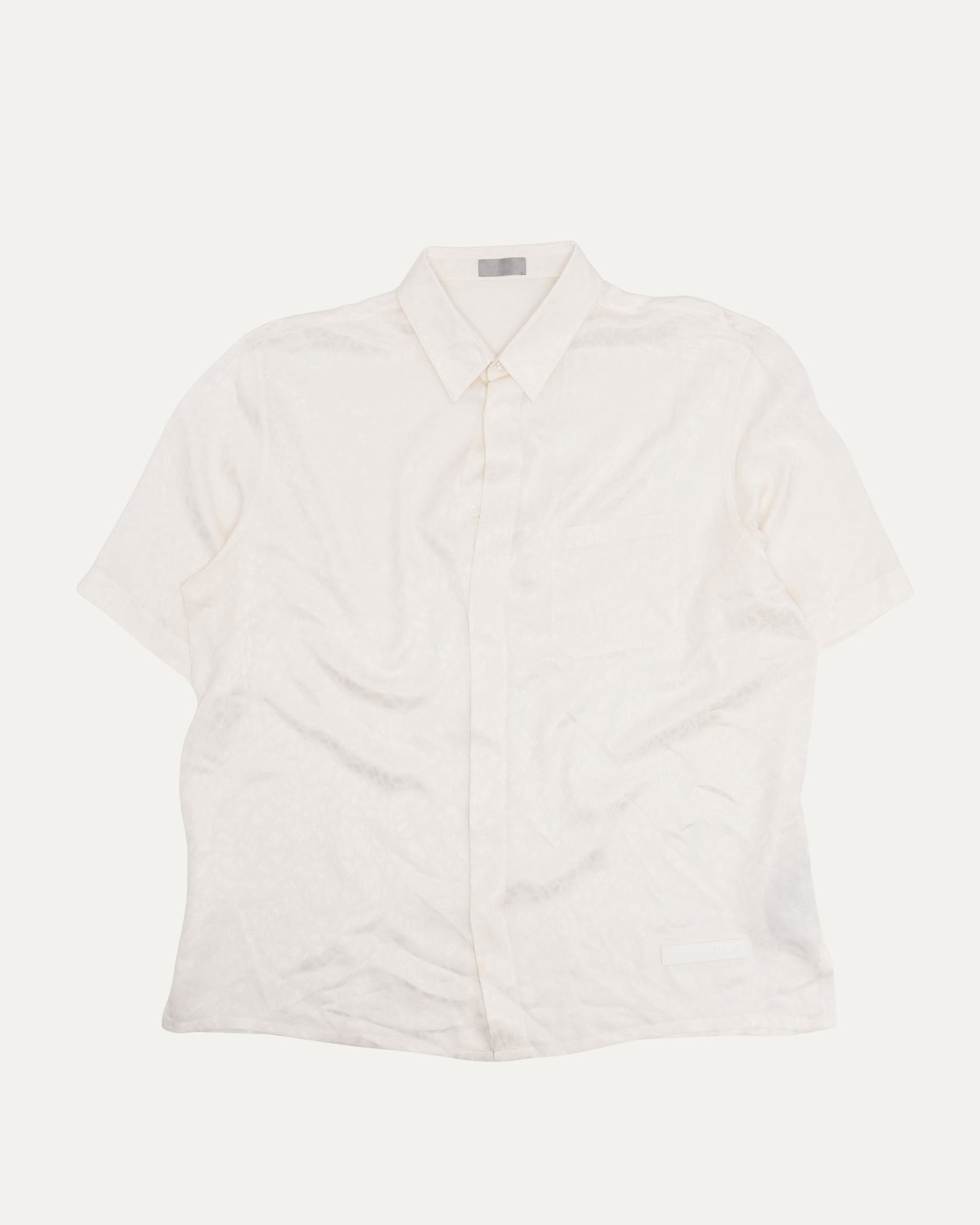 Tonal Leopard Silk Blend Short Sleeve Shirt