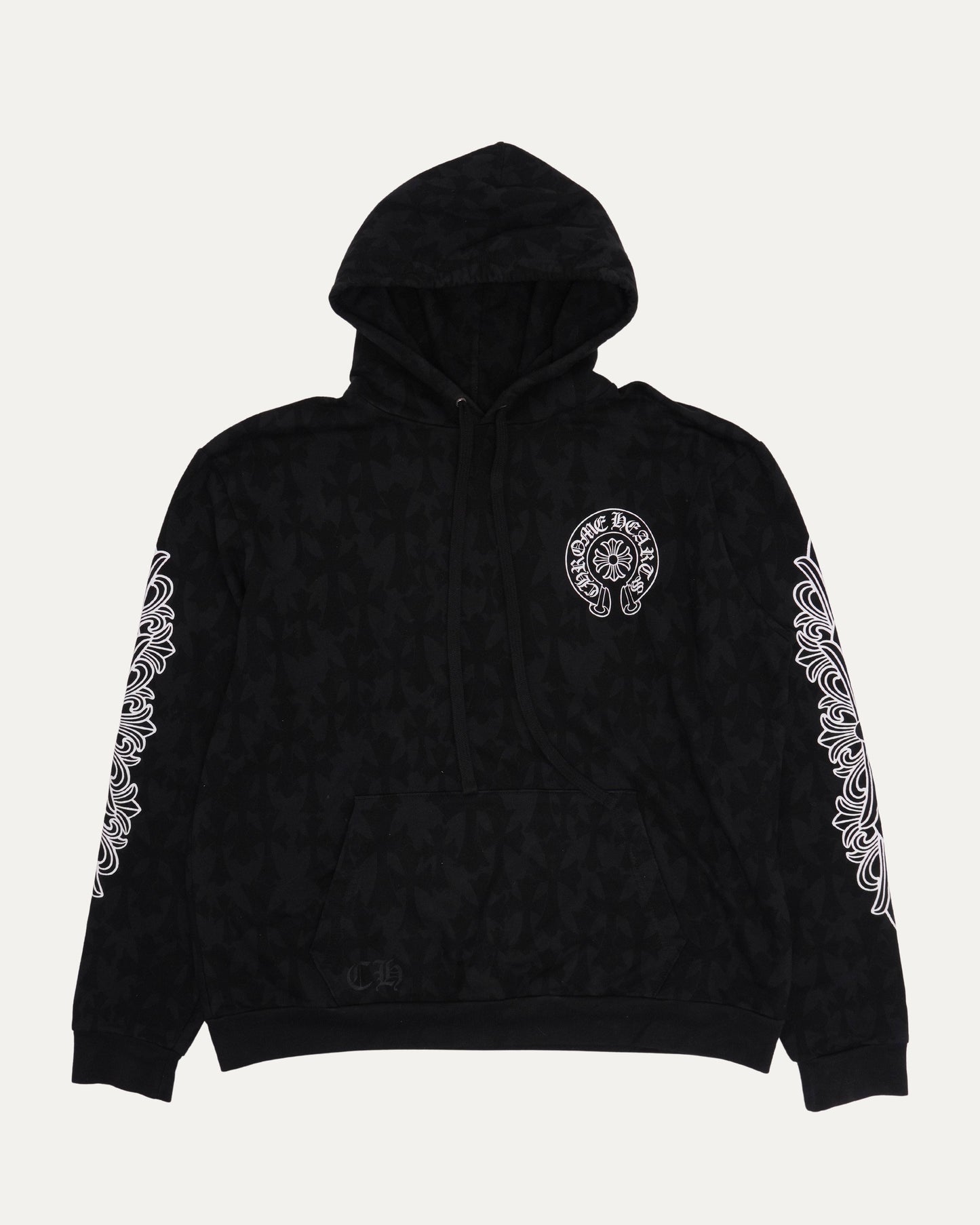 Cross Print Monogram Horseshoe Logo Hoodie