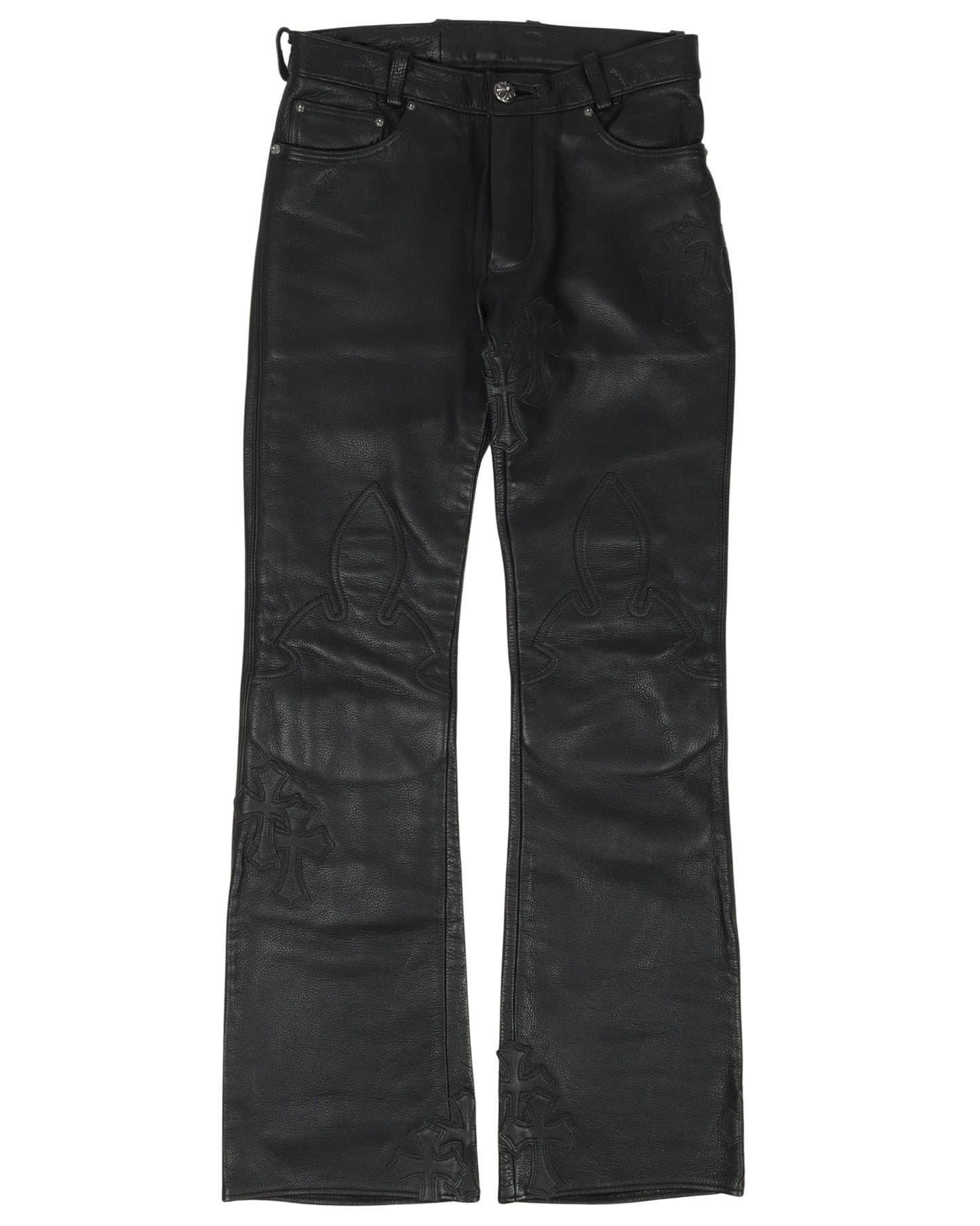 Multi-Cross Leather Fleur Knee Pants