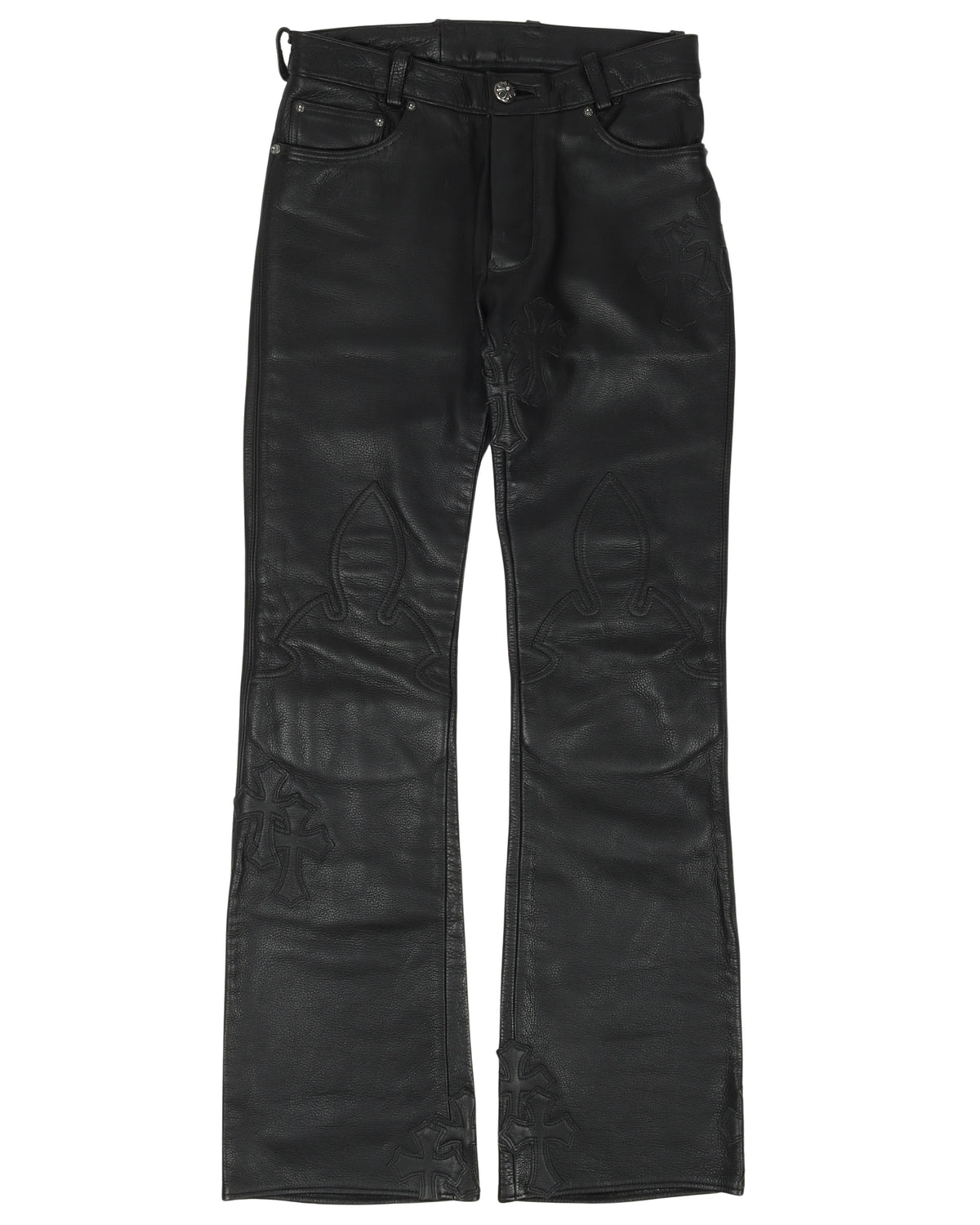 Multi-Cross Leather Fleur Knee Pants