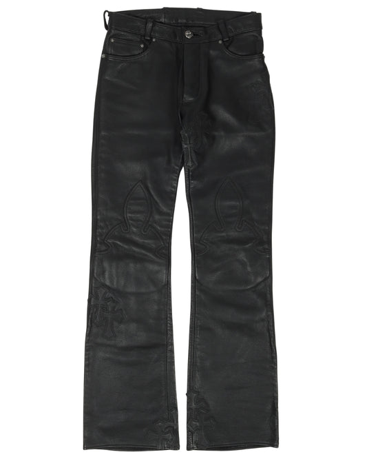 Multi-Cross Leather Fleur Knee Pants