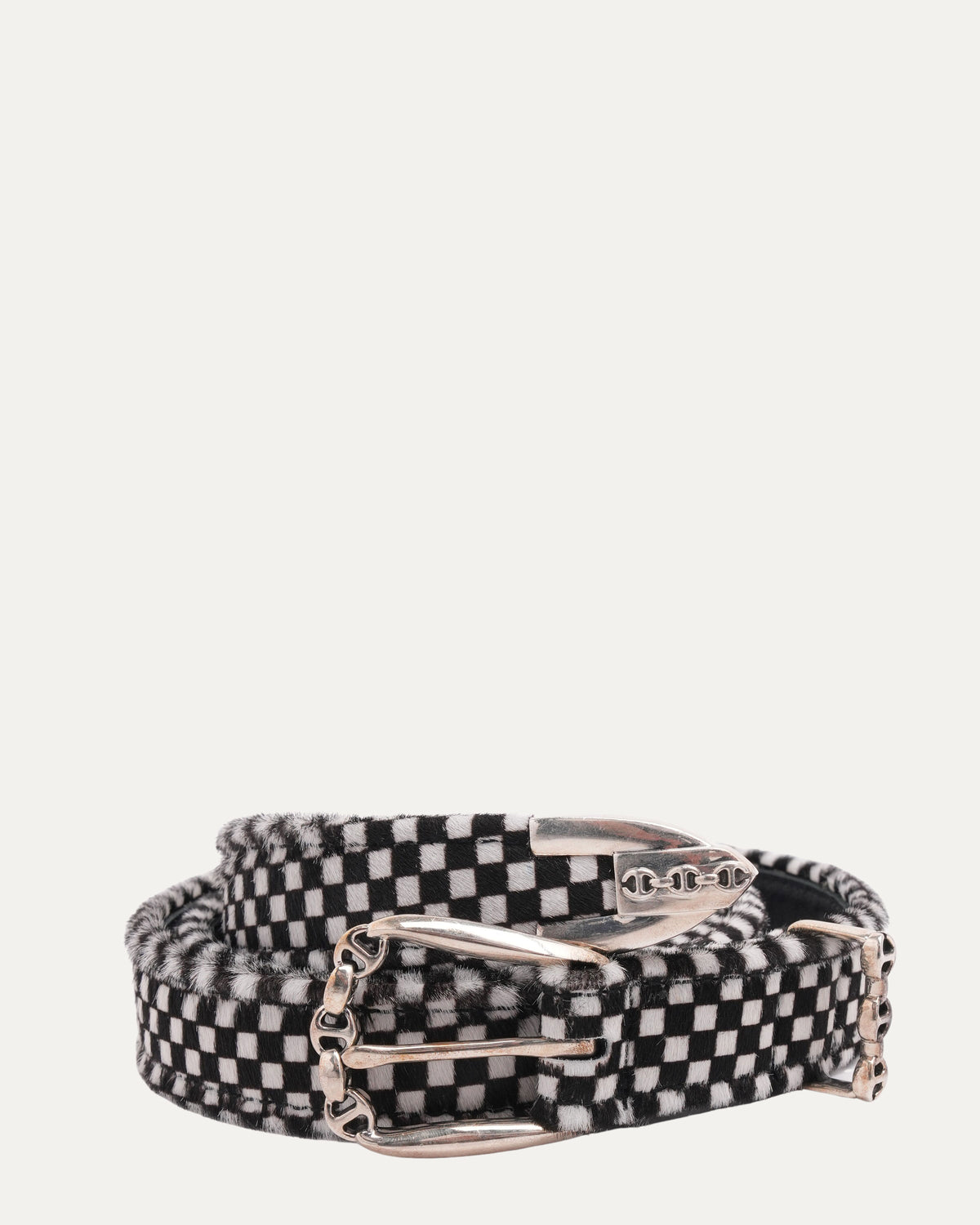 Checkerboard Pony Hair Western Belt
