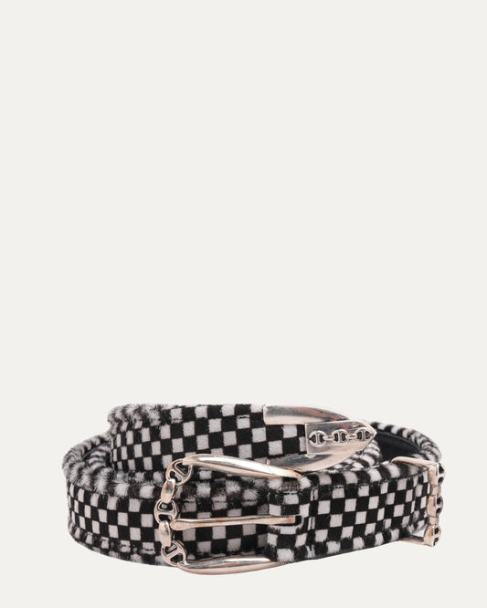 Checkerboard Pony Hair Western Belt