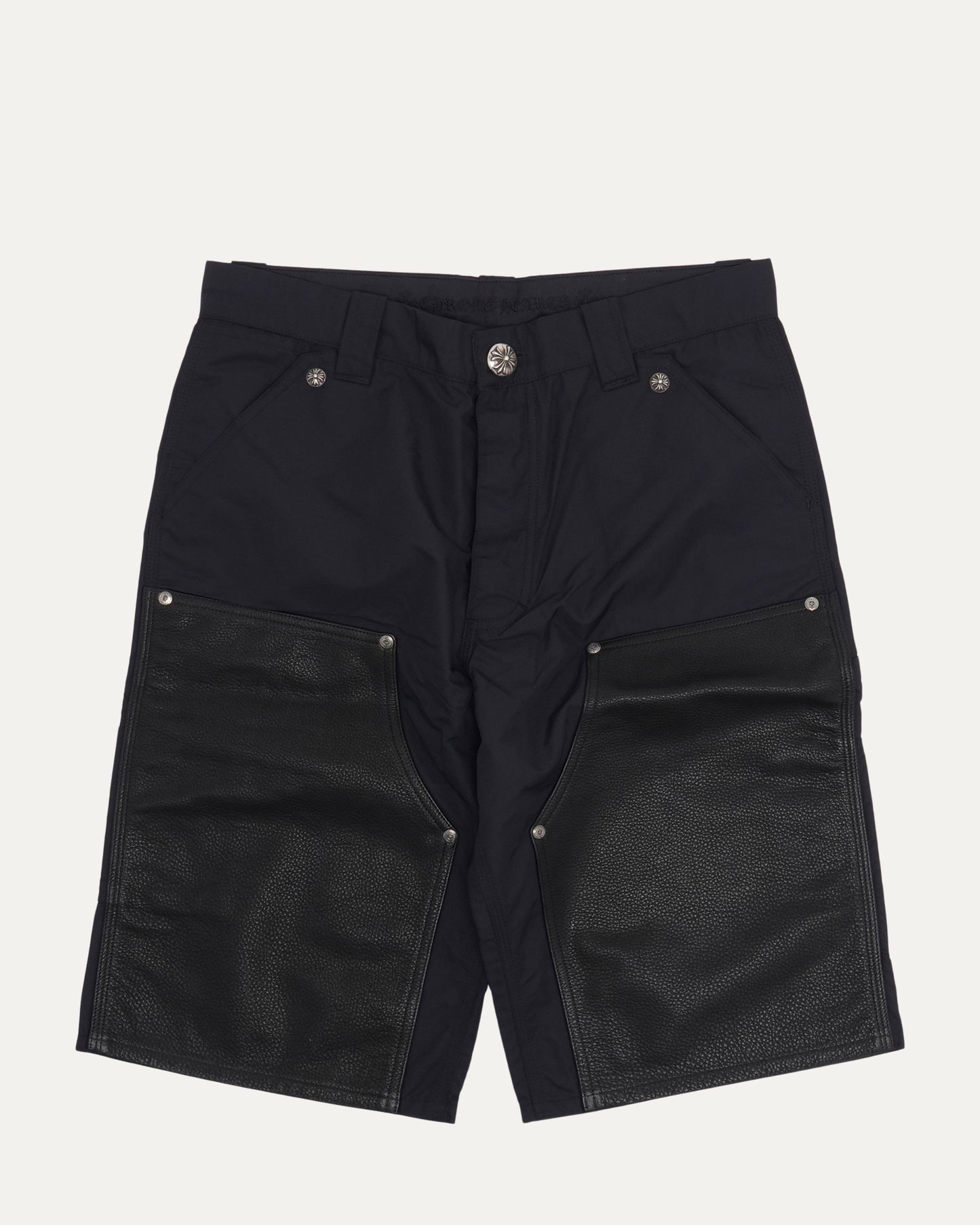 Nylon Leather Double Knee Shorts