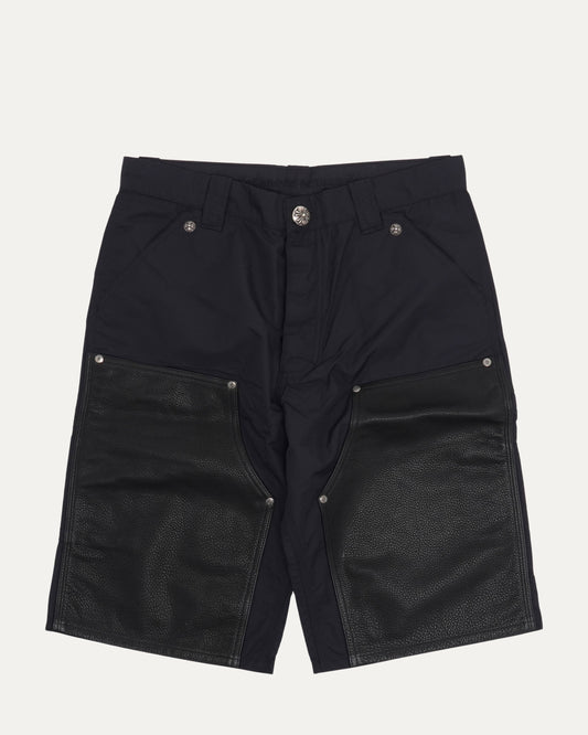 Nylon Leather Double Knee Shorts