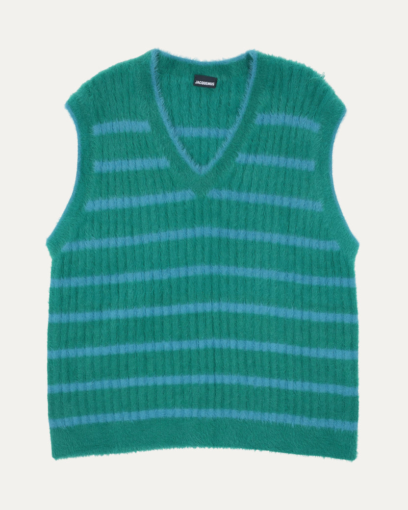 Neve Fluffy Striped Pullover Sweater Vest