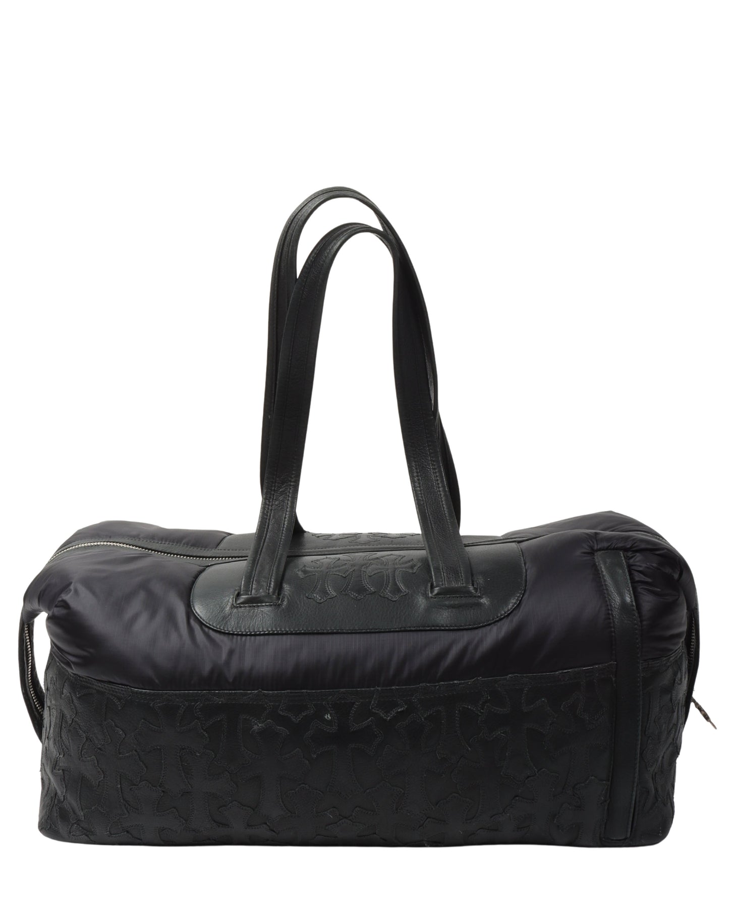 Nylon & Leather Cross Patch Duffel Bag