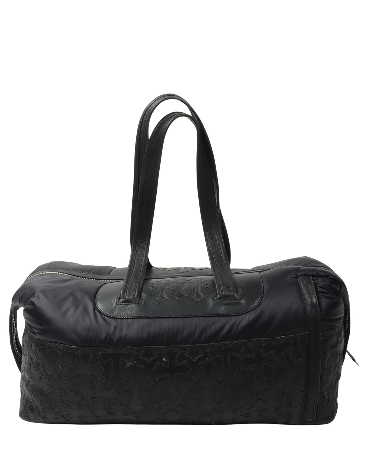Nylon & Leather Cross Patch Duffel Bag