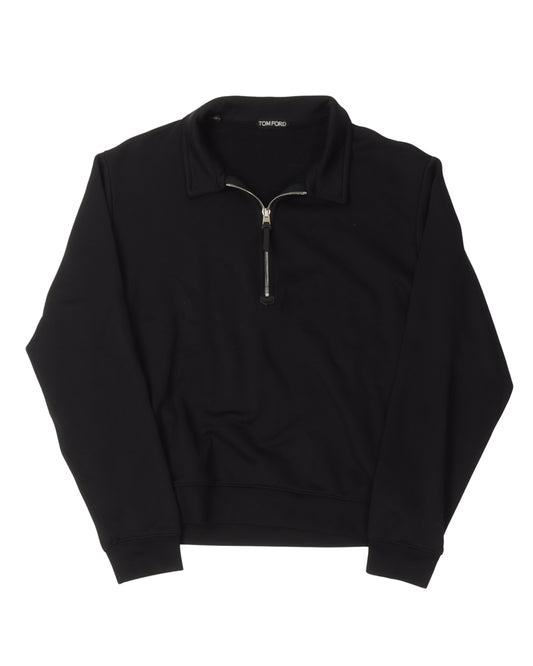 Knit Quarter Zip Collared Sweatshirt