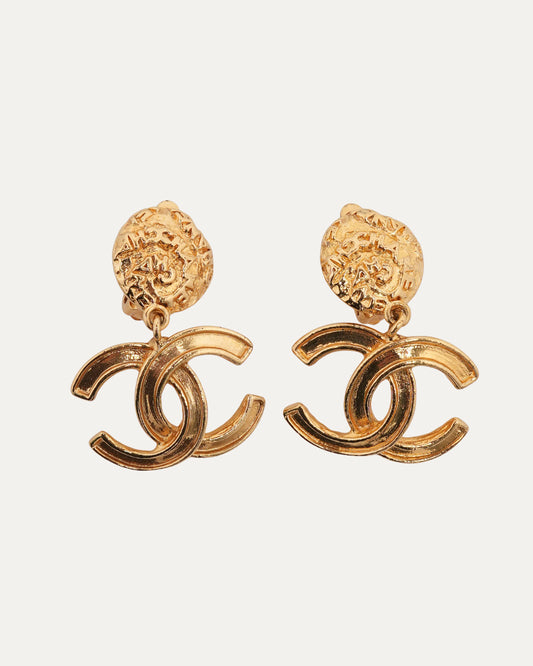 Gold Interlocking CC Earrings
