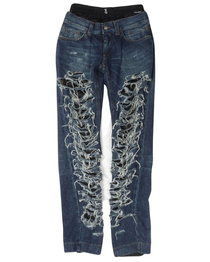Double Layered Distressed Jeans