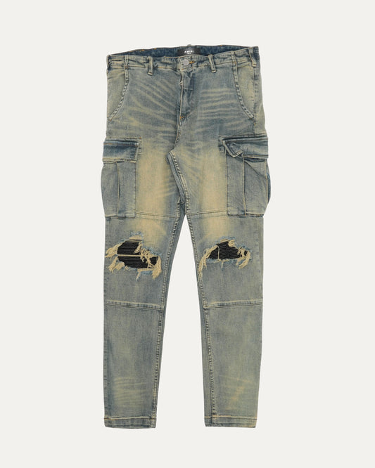 Leather Repair Cargo Jeans