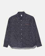 Leather Appliqué Cotton-Cashmere Blend Denim Shirt