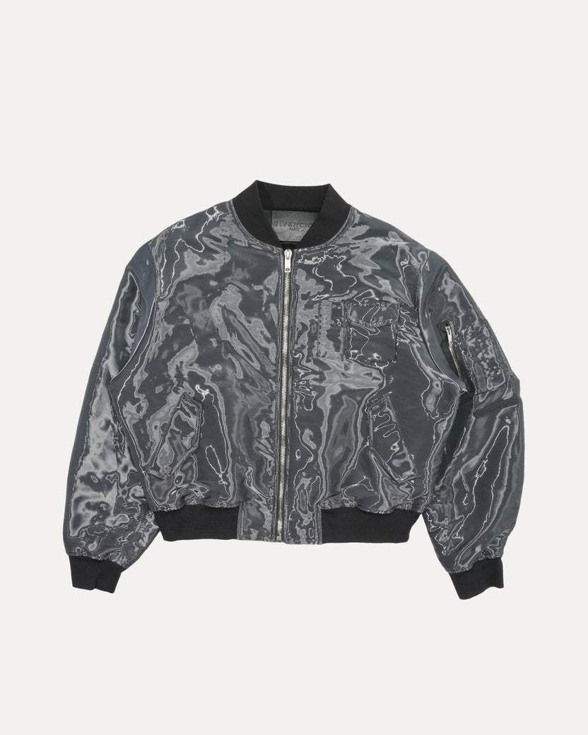 Water-Effect Tech Bomber Jacket