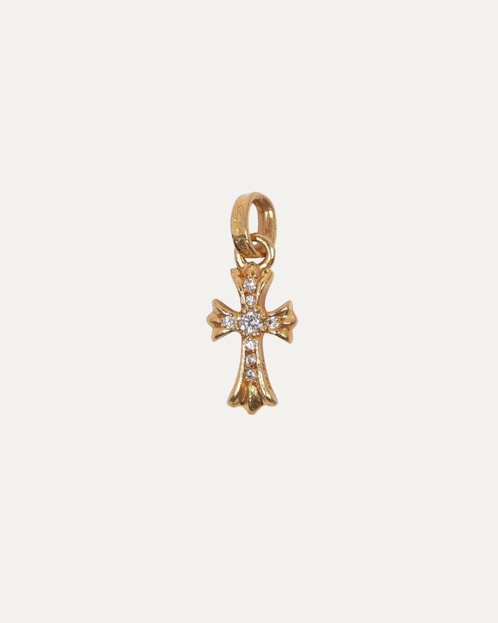 22k Gold Baby Fat Diamond Cross Pendant