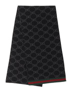 Wool Monogram Scarf w/ Stripe