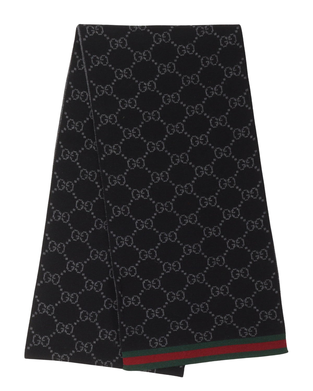 Wool Monogram Scarf w/ Stripe