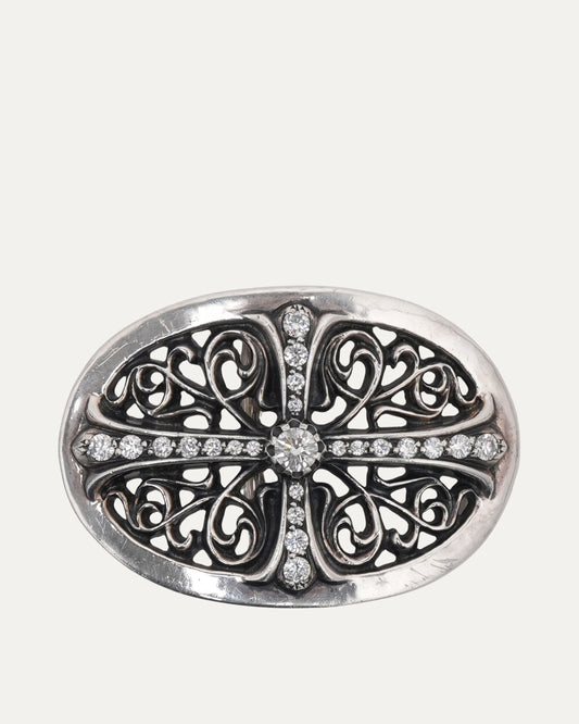 Diamond Oval Cross Belt Buckle