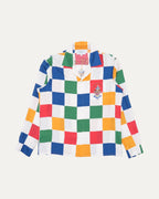 Multicolor Checkerboard Pattern Silk Shirt