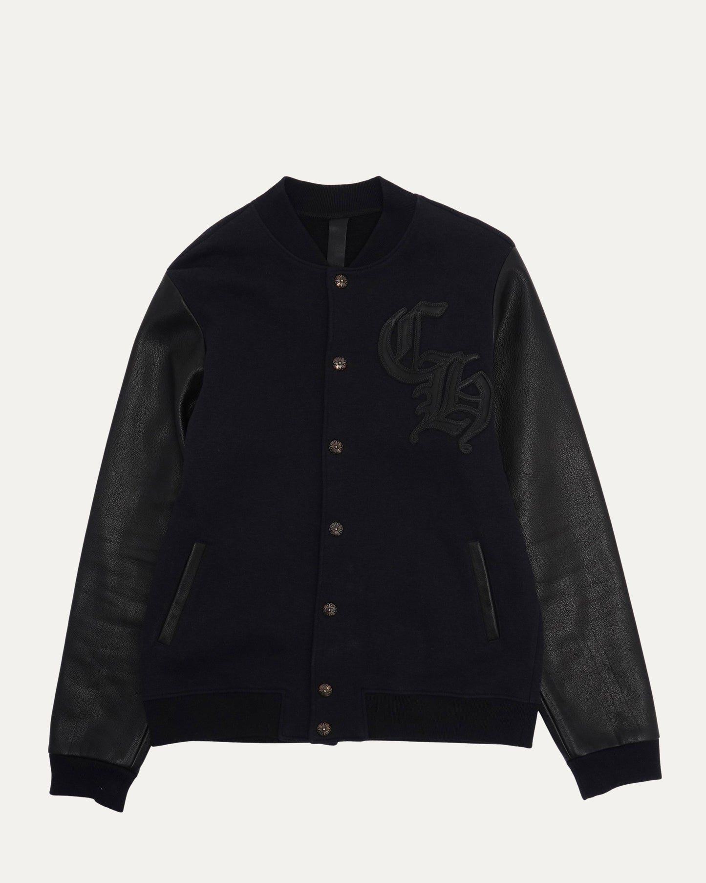 CH Patch Leather Sleeve Varsity Jacket